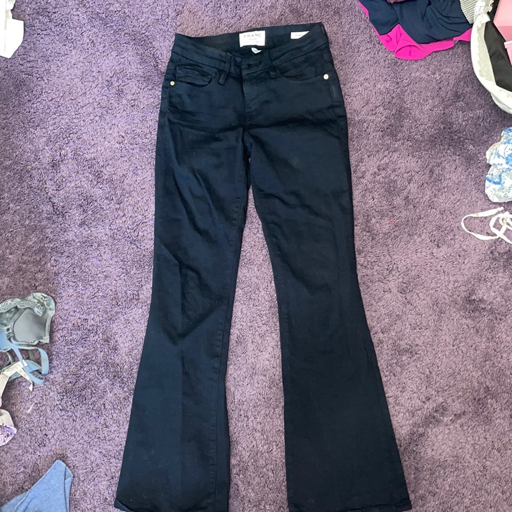 FRAME navy bootcut leg jeans